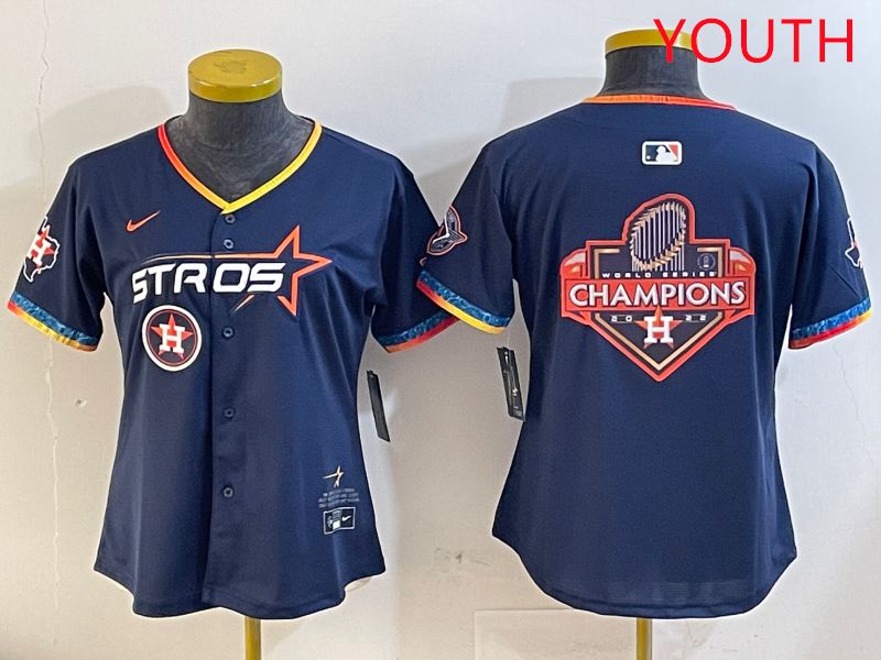 Youth Houston Astros Blank Drak Blue Fourth generation Joint Name 2025 Nike MLB Jersey style 15